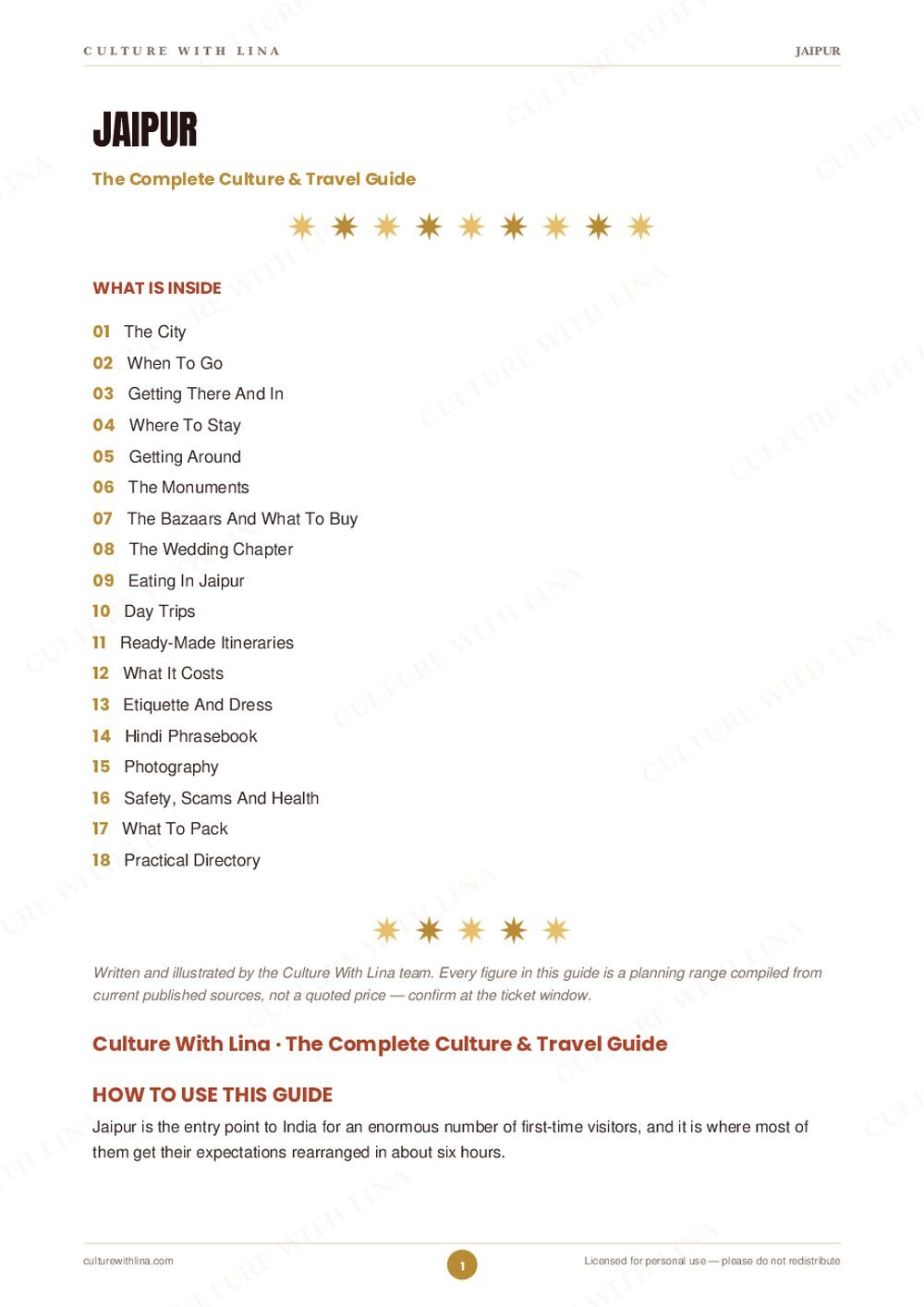 Jaipur — The Pink City | Culture & Travel Guide 2 Jaipur guide - contents