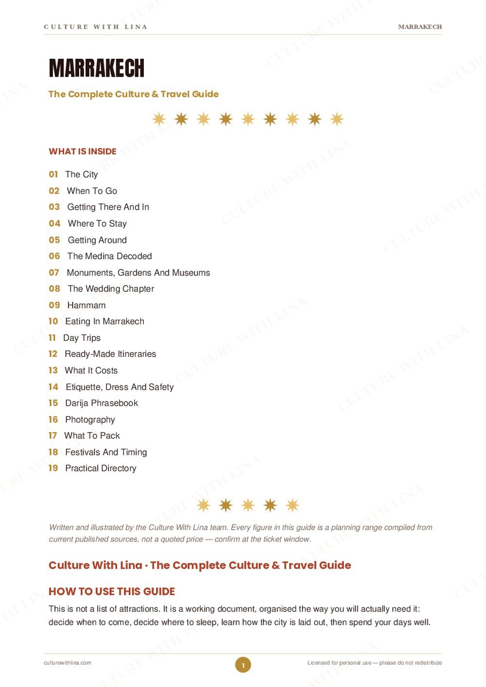 Marrakech — The Red City | Culture & Travel Guide 2 Marrakech guide - contents