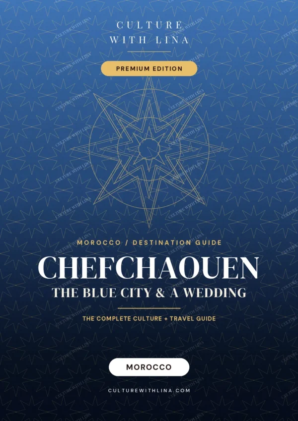 Chefchaouen wedding and blue city guide cover — Culture With Lina illustrated PDF