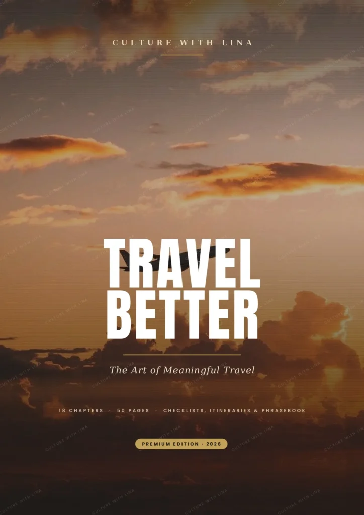 Travel Better guide cover — the 50-page Culture With Lina travel guide, premium edition